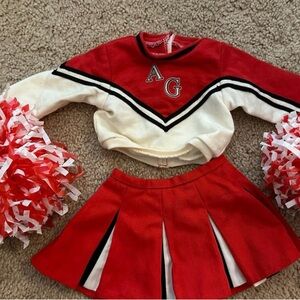 American Girl Cheerleader Set with Red and White Pom-Poms